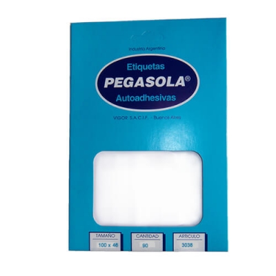 Etiqueta Comercial Pegasola 3040 Blanca Lisa 103 x 75 mm. Caja por 60  Etiquetas | PEGASOLA